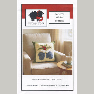 Winter Mittens Punch Needle Pillow Kit