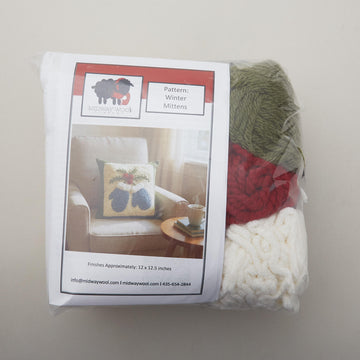 Winter Mittens Punch Needle Pillow Kit