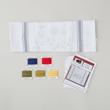 Three Little Blooms Embroidery Towel Kit
