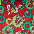 How the Grinch Stole X-Mas Minky - Christmas Wreaths Red Yardage 2 Yard Cut