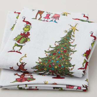 How the Grinch Stole Christmas 5 - Christmas Grinch Collage White Yardage 2 Yard Cut