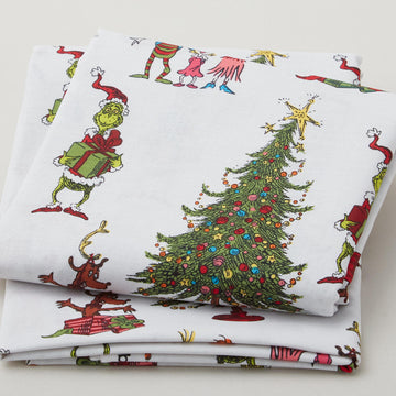 How the Grinch Stole Christmas 5 - Christmas Grinch Collage White Yardage 2 Yard Cut