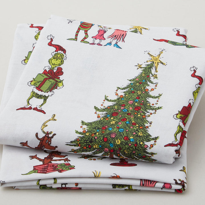 How the Grinch Stole Christmas 5 - Christmas Grinch Collage White Yardage 2 Yard Cut