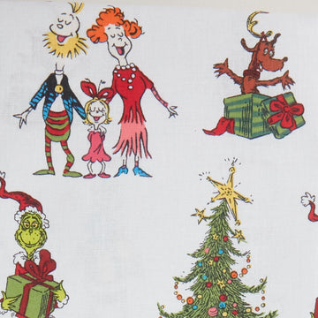 How the Grinch Stole Christmas 5 - Christmas Grinch Collage White Yardage 2 Yard Cut