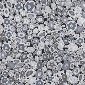 Gustav Klimnt - Circles Rocks Pewter Metallic Yardage 2 Yard Cut