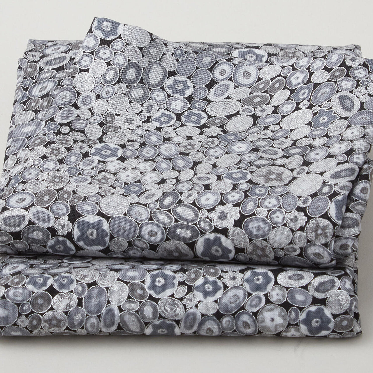 Gustav Klimnt - Circles Rocks Pewter Metallic Yardage 2 Yard Cut