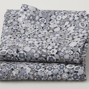 Gustav Klimnt - Circles Rocks Pewter Metallic Yardage 2 Yard Cut
