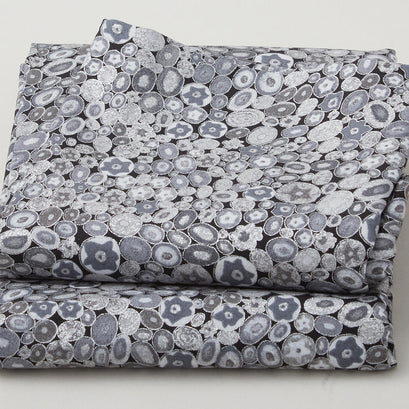 Gustav Klimnt - Circles Rocks Pewter Metallic Yardage 2 Yard Cut