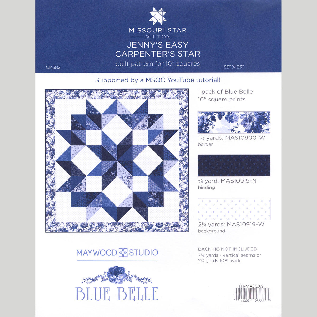 Missouri Star Blue Belle Jenny's Easy Carpenter Star Quilt Kit