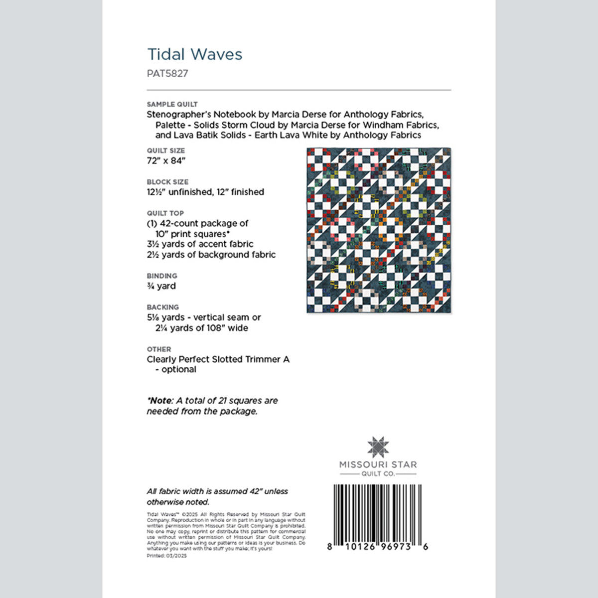 Tidal String Pattern Tidal Waves Quilt Pattern by Missouri Star