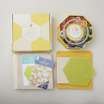 A Golden Bundle - Garden Friends Embroidery Kit PLUS Honeycomb Golden Quilt Kit