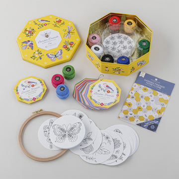 A Golden Bundle - Garden Friends Embroidery Kit PLUS Honeycomb Golden Quilt Kit