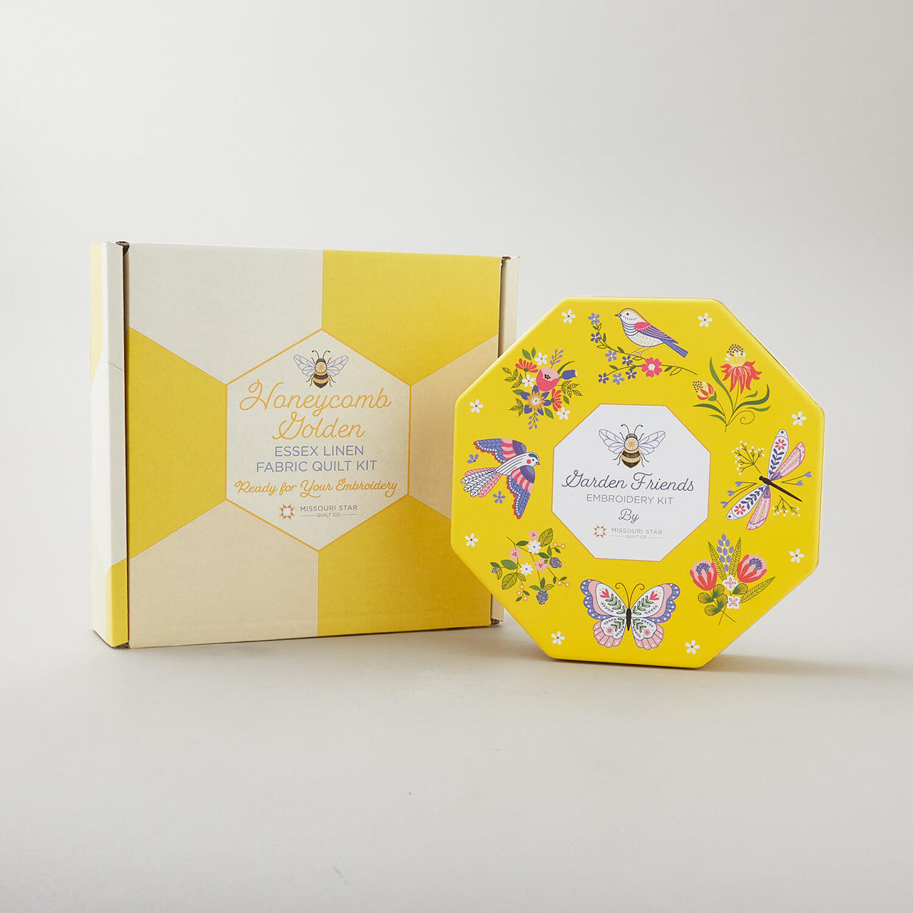 A Golden Bundle - Garden Friends Embroidery Kit PLUS Honeycomb Golden Quilt Kit