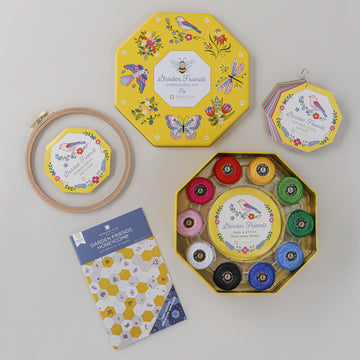 A Golden Bundle - Garden Friends Embroidery Kit PLUS Honeycomb Golden Quilt Kit