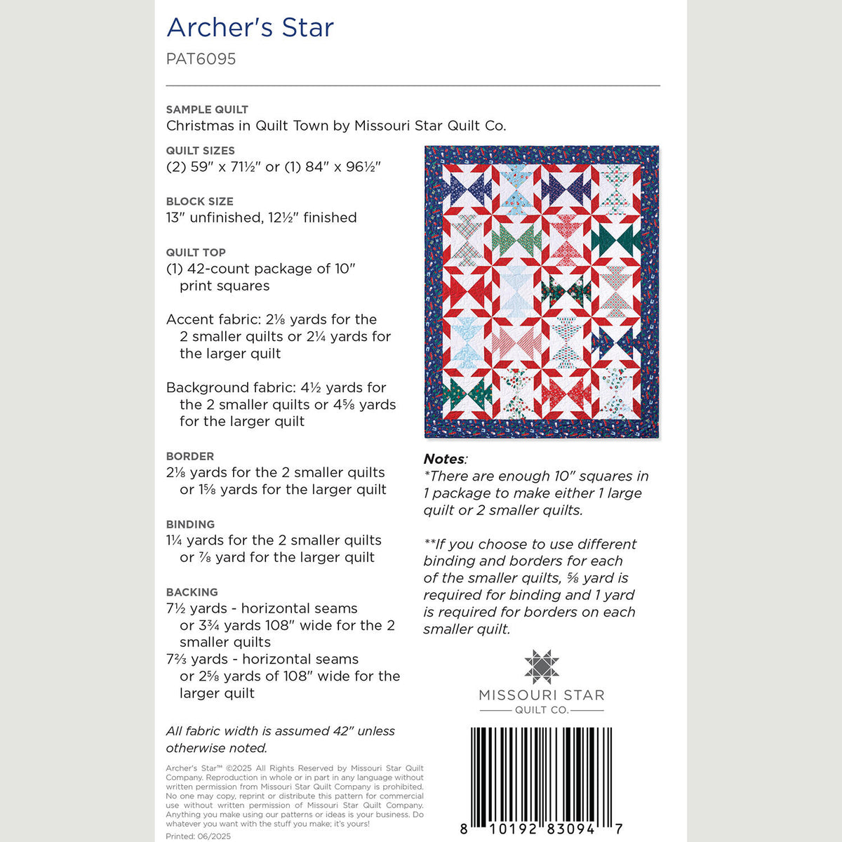 Archer's Star Quilt Pattern by Missouri Star