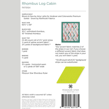 Rhombus Log Cabin Quilt Pattern by Missouri Star