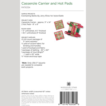 Casserole Carrier and Hot Pads Pattern by Missouri Star