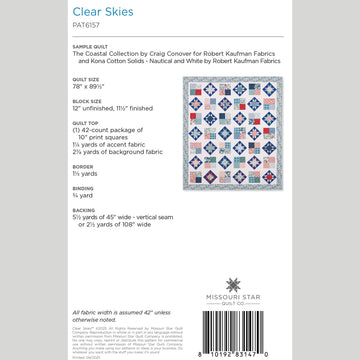 Digital Download - Clear Skies Quilt Pattern by Missouri Star