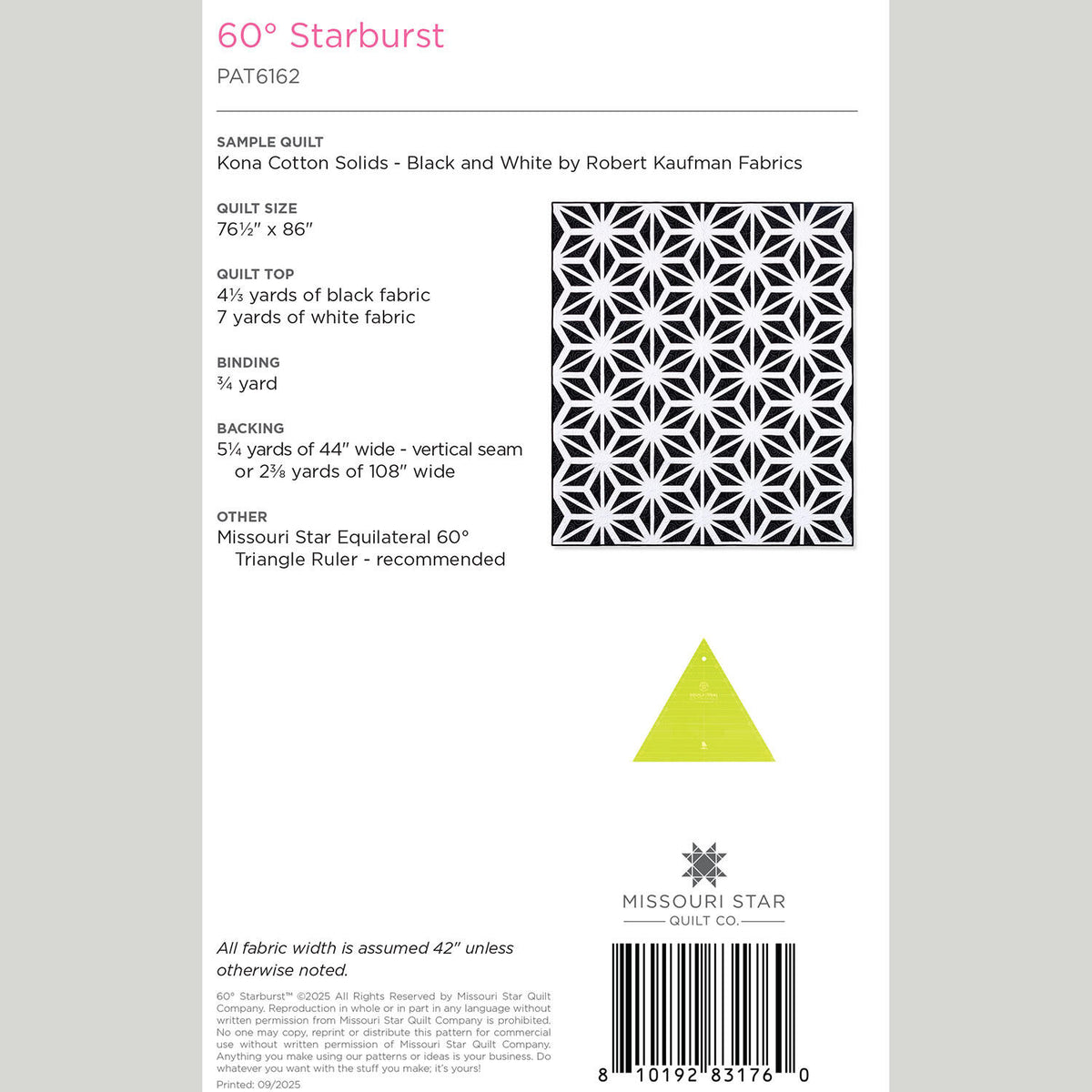 Digital Download - 60º Starburst Quilt Pattern by Missouri Star