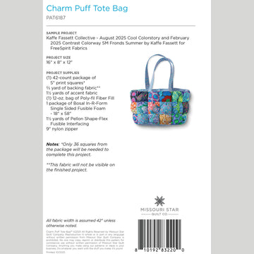 Digital Download - Charm Puff Tote Bag Pattern by Missouri Star