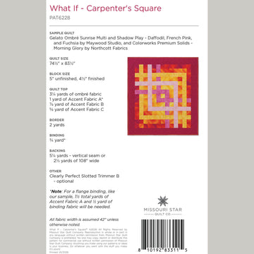 Digital Download - What if - Carpenter's Square Quilt Pattern by Missouri Star