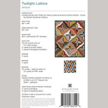 Digital Download - Twilight Lattice Quilt Pattern by Missouri Star