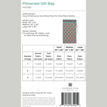 Digital Download - Pillowcase Gift Bag Pattern by Missouri Star
