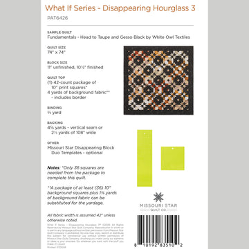 Digital Download - What If Series - Disappearing Hourglass 3 Quilt Pattern by Missouri Star