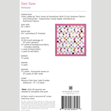 Digital Download - See Saw Quilt Pattern by Missouri Star