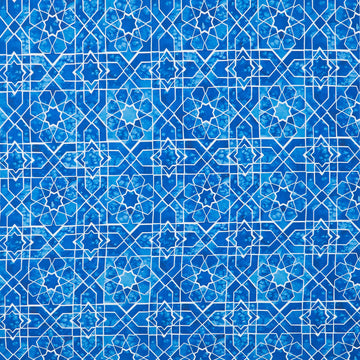 Sunshine and Blue Skies - Mosaic Sky Indigo Yardage