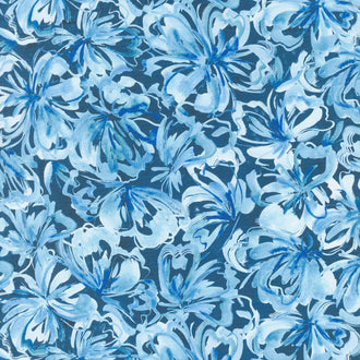 Sunshine and Blue Skies - Flower Burst Indigo Yardage