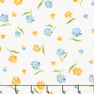 Sunshine and Blue Skies - Ditzy Daisy Cloud Yardage