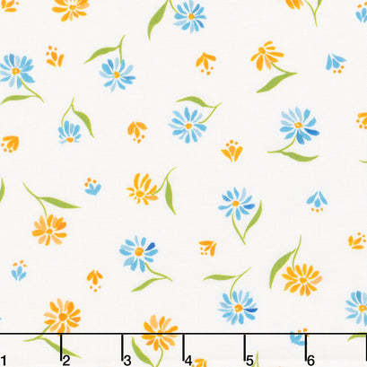 Sunshine and Blue Skies - Ditzy Daisy Cloud Yardage