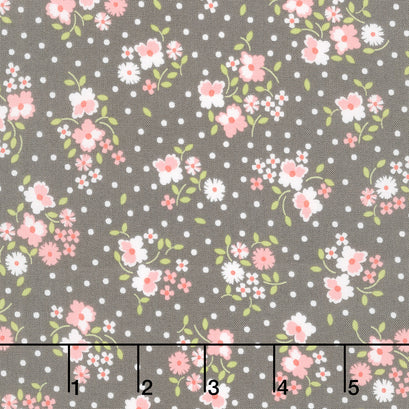 Cali and Co. - Flower Dot Slate Yardage