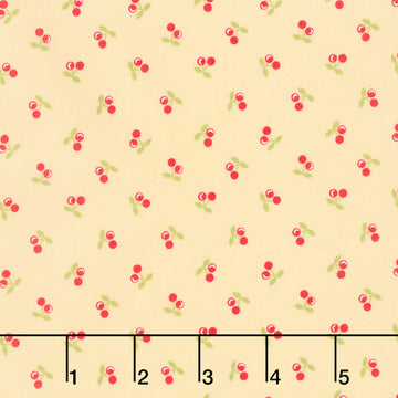Cali and Co. - Cherries Soft Yellow Yardage
