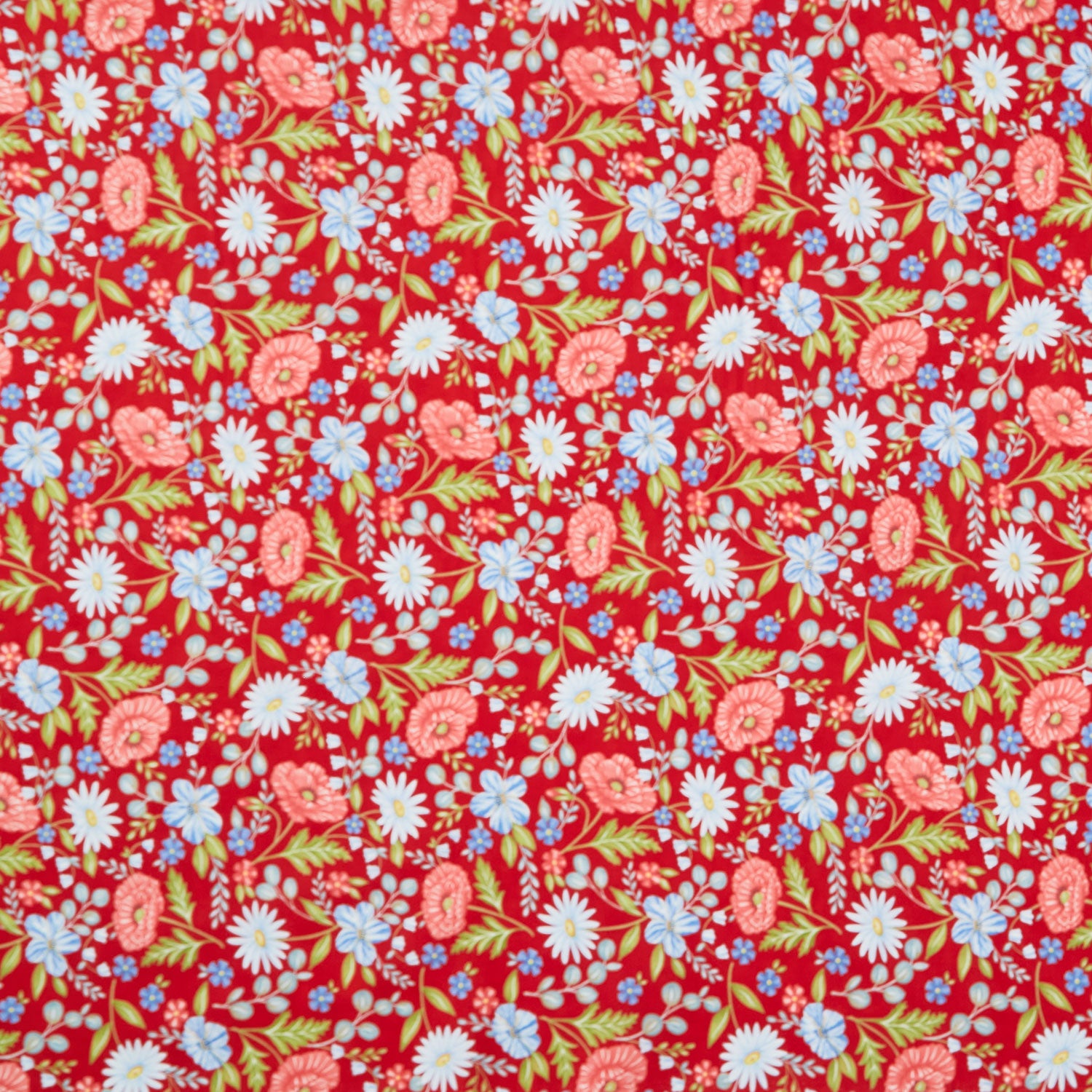 Red, White & Bloom - Patriotic Floral Poppy Yardage