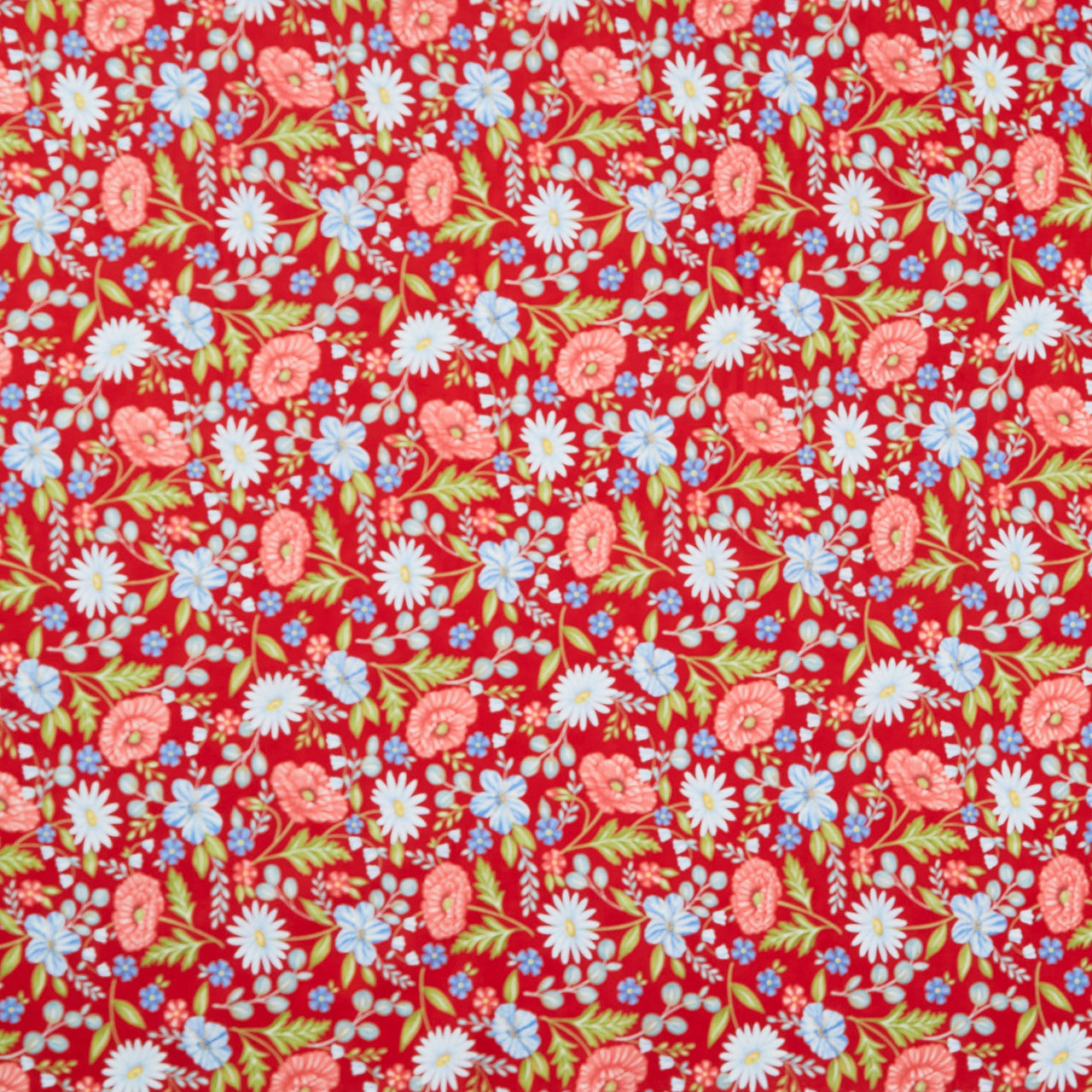 Red, White & Bloom - Patriotic Floral Poppy Yardage