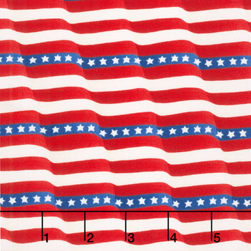 Red, White & Bloom - Waving Flag Stripe Patriotic Poppy Yardage