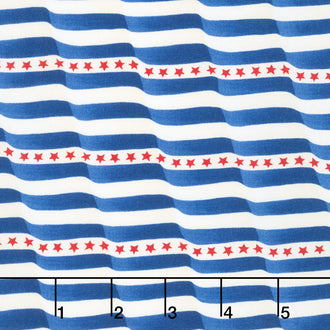 Red, White & Bloom - Waving Flag Stripe Midnight Blue Yardage