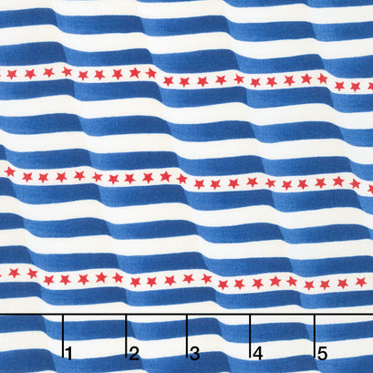 Red, White & Bloom - Waving Flag Stripe Midnight Blue Yardage