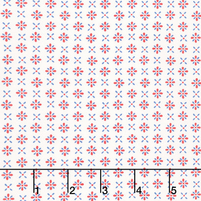 Red, White & Bloom - Firework Flowers Daisy White Yardage