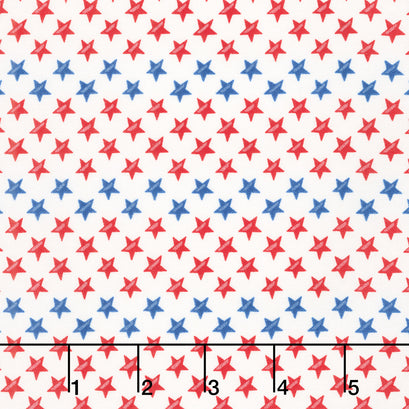 Red, White & Bloom - Stars In A Row Daisy White Yardage