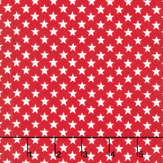 Red, White & Bloom - Stars In A Row Patriotic Poppy Yardage