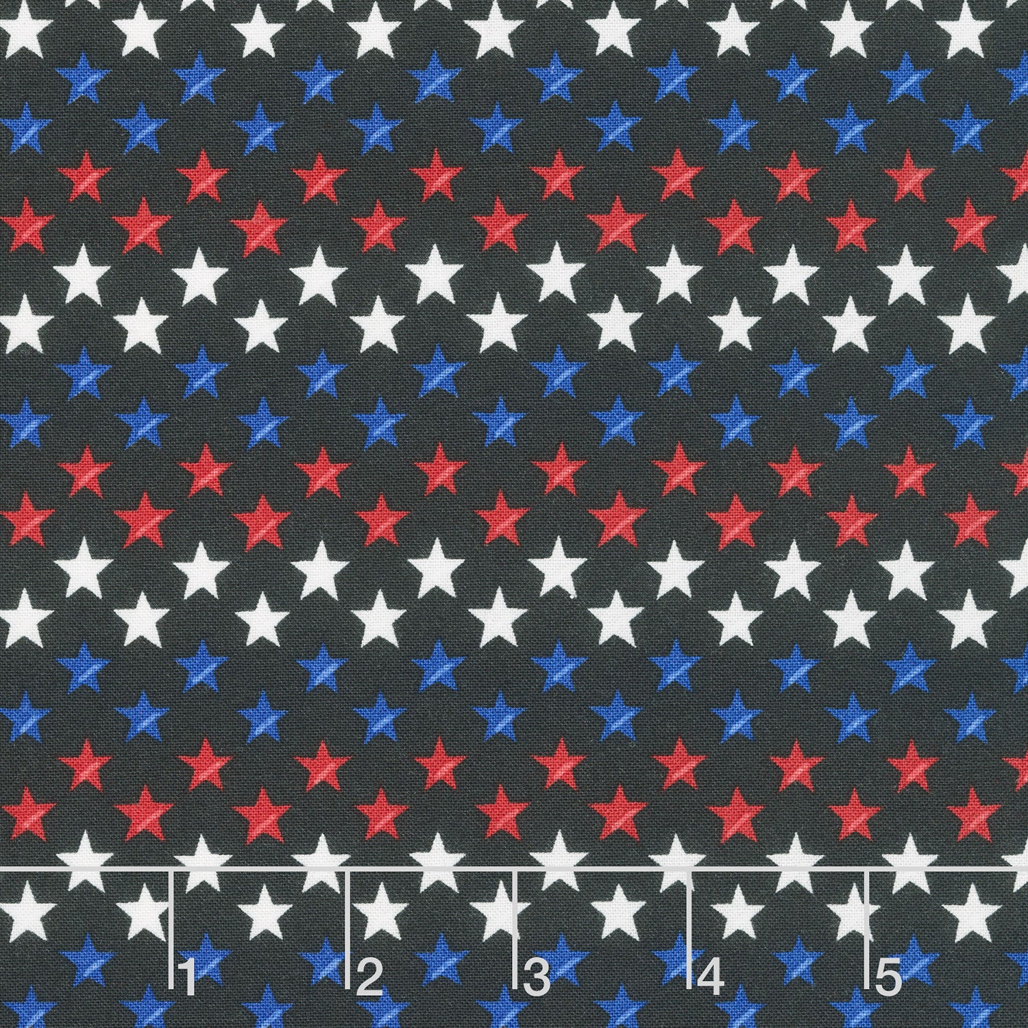 Red, White & Bloom - Stars In A Row Black Yardage