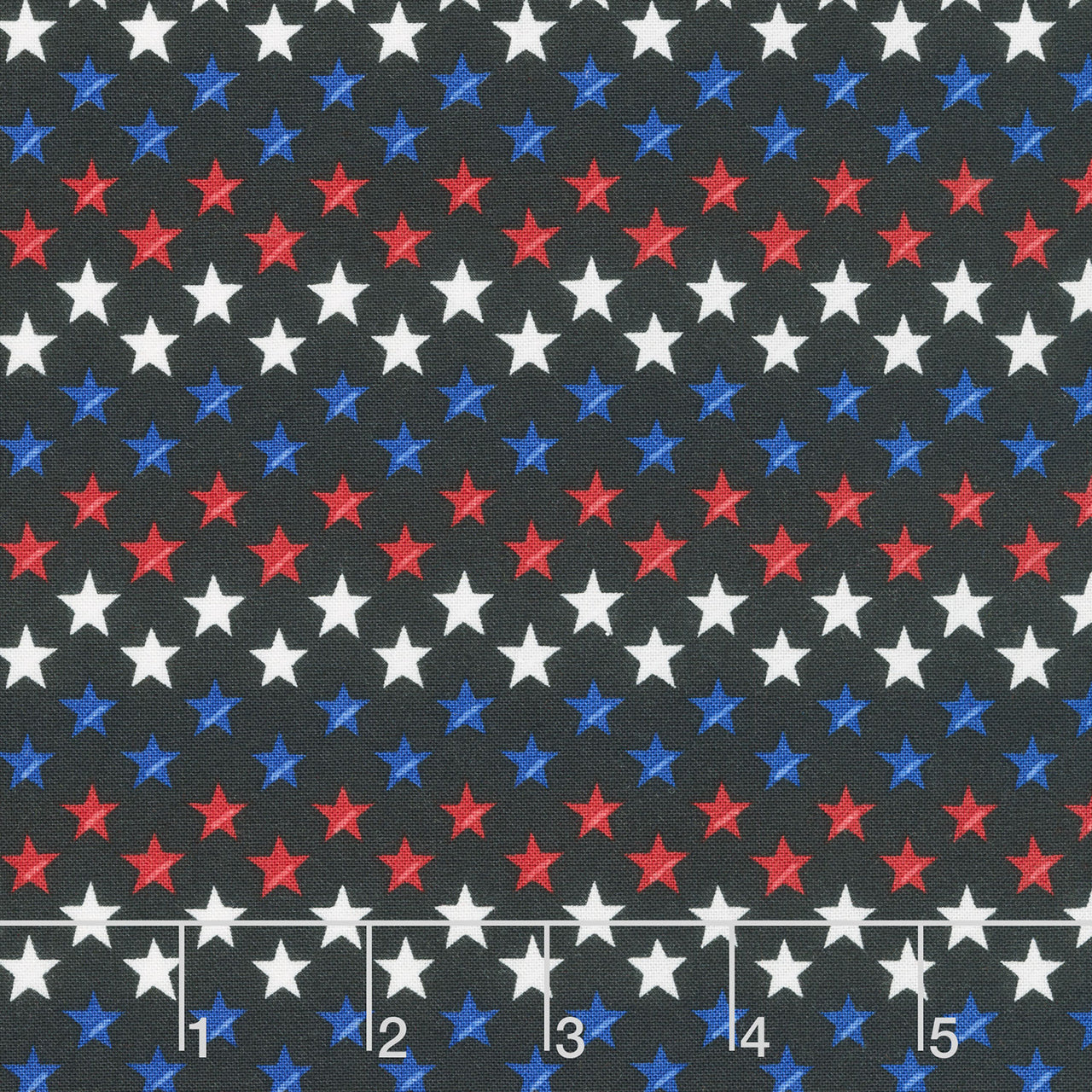 Red, White & Bloom - Stars In A Row Black Yardage