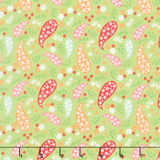 Raspberry Summer - Paisley Lime Yardage