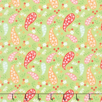 Raspberry Summer - Paisley Lime Yardage