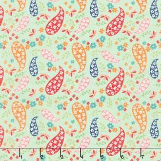 Raspberry Summer - Paisley Mint Yardage