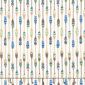 On Lake Time - Patterned Paddles Cloud White Yardage