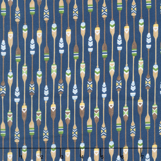 On Lake Time - Patterned Paddles Deep Water Yardage